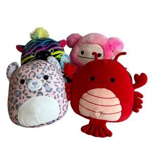 Squishmallow Bundle of 4 8" Animals Louie Crab, Hailey, Safiyah, Dallas